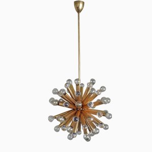 Lampada a sospensione in ottone dorato con sfere Swarovski di Ernst Palme, anni '60