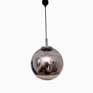 Vintage Glass & Chrome Ceiling Lamp from Hoffmeister- Leuchten, 1970s