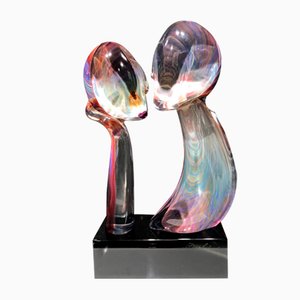 Glass Sculpture the Kiss, Design Loredano Rosin, Late 20th Century