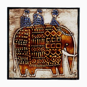 Schwedischer Elefant Wandteller aus Keramik von Lisa Larson für Gustavsberg, 1960er