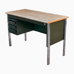Schreibtisch aus Metall & Holz, 1970er