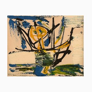 Einar Person, Sweden, Huile sur Toile, Composition Abstraite, 1960's