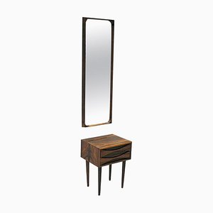 Rosewood Nightstand and Mirror Set by Arne Vodder for Sibast, Denmark, 1960s