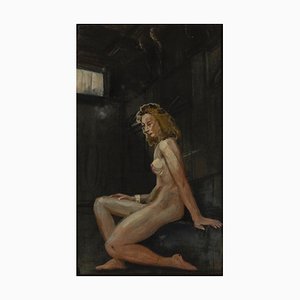 Desconocido - Desnudo de mujer - Dibujo pastel original - Finales del siglo XIX