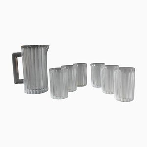 Servicio de limonada Lalique France Jaffa, jarra y seis vasos. Juego de 7