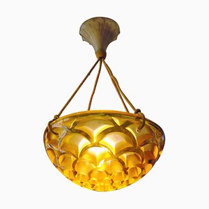 Lampada a sospensione modello 2468 Gold di René Lalique, 1926