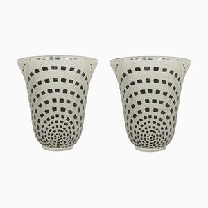 Black Enameled Damiers Vases by René Lalique, Set of 2