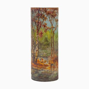 Cameo Autumn Landscape Vase from Daum