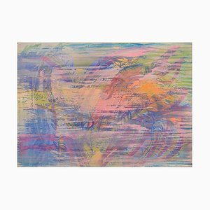 Crayon Ivy Lysdal, Gouache et Huile sur Carton, Abstract Modernist Painting