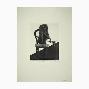 Leo Guida - Monkey on the Chair - Original Etching on Paper - 1972