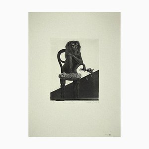 Leo Guida - Mono en la silla - Aguafuerte original sobre papel - 1972