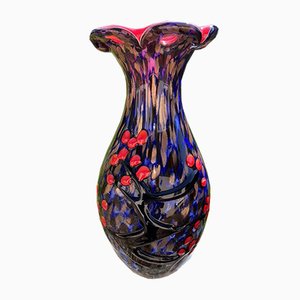 Murano Glass Vase with Japanese Style Cherry Decoration, 1980s