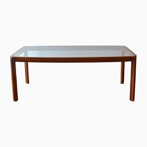 Mesa de comedor italiana de madera y vidrio de Angelo Mangiarotti para Sorgente dei Mobili, años 60