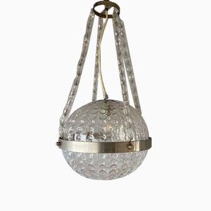 German Space Age Glass Ball Pendant Lamp, 1970s