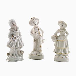 Personajes napolitanos de porcelana de Capodimonte, años 20. Juego de 3