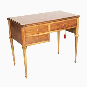 Bureau Néoclassique en Noyer Blond et Loupe de Noyer Appliquée à la Flamme, fin des années 1800