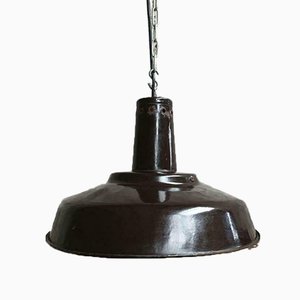 Dark Brown Enamel Ceiling Lamp, 1964