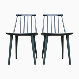 Chaises J77 Bleu Pétrole par Folke Pålsson pour FDB, 1963, Set de 2