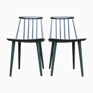 Set of Petrol Blue J77 Chairs by Folke Pålsson for FDB, 1963
