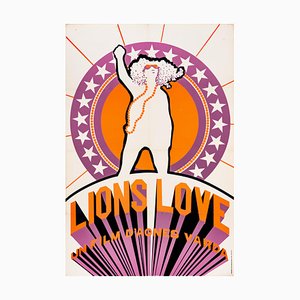 Póster de película original vintage de Agnes Vardas Lions Love, francés, 1969