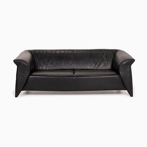 2-Seater Black Leather Sofa from Laauser