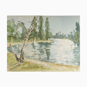 Lakeside with Boats, Paper