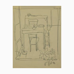 Herta Hausmann, The Dining Table, Pencil Drawing, Mid-20th Century