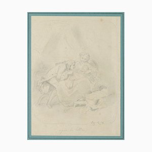 Unknown, Family Portrait, Pencil, Early 19th Century