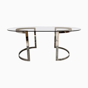 Chrome & Smoked Glass Dining Table by Milo Baughman, 1970s