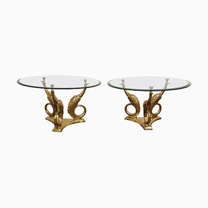 Brass Peacock Coffee Tables, 1970s, Set of 2