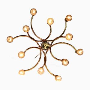 Skulpturale Mid-Century Decken- oder Deckenlampe aus Messing