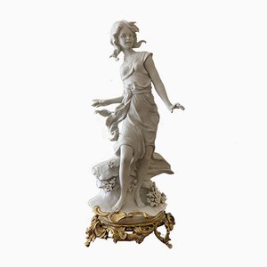 Figura italiana vintage de porcelana biscuit y bronce de Barbella