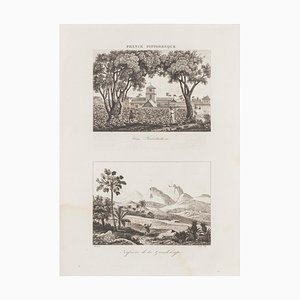Paisaje francés - Litografía original - siglo XIX