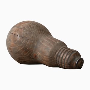 Sculpture d'Ampoule Antique en Bois