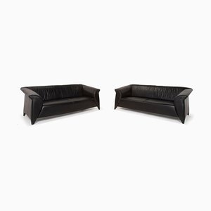 Black Leather Sofa Set from Laauser
