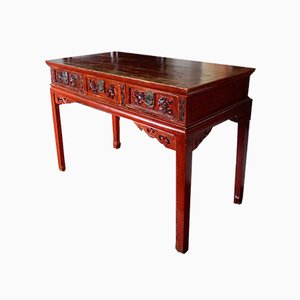 Table Laquée Rouge, Chine, 19ème Siècle