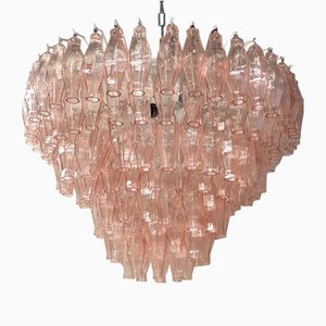 Lampadario Mid-Century in vetro di Murano rosa, anni '70