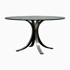 Round Glass & Metal T69 Table by Gerli Borsani for Tekno, 1960s