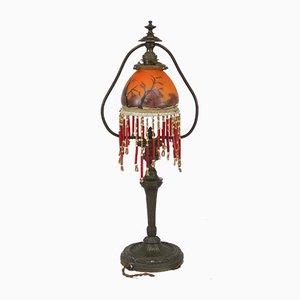 Lámpara de mesa antigua Art Nouveau de vidrio