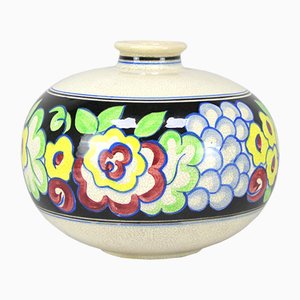 French Art Deco Hand-Painted Vase, 1930s