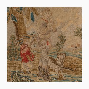 Antique English Burr Walnut Decorative Tapestry Panel, 1800s