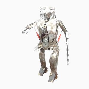 Robot brutalista in metallo, anni '78