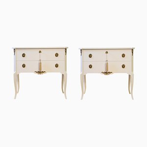 Louis XV Style Chests in 2-Tone White, 1950s, Set of 2