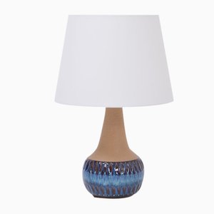 Lampada da tavolo in gres con base in ceramica blu di Søholm, Danimarca, anni '60