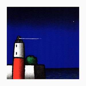 Tino Stefanoni: White and Red Lighthouse, Sérigraphie Couleur