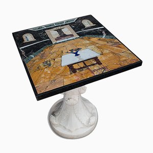 Handbemalter Englischer Marmorfüllter Vintage Tisch von Pietra Dura, 2000er