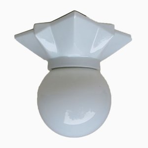 Lámpara de techo Art Déco vintage de porcelana y bolas de vidrio