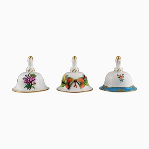 Table Bells in Hand-Painted Porcelain with Flowers from Herend, 1980s, Set of 3