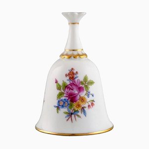 Campana de mesa de porcelana pintada a mano con flores y adornos dorados de Herend