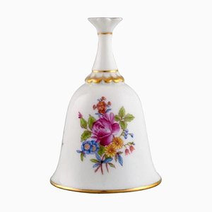 Cloche de Table en Porcelaine Peinte à la Main avec Fleurs et Décoration Dorée de Herend